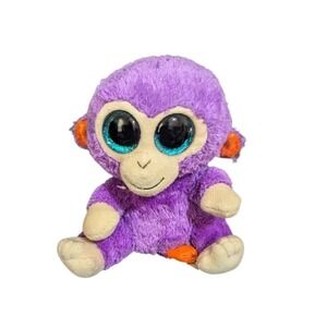 Ty Beanie Boos Grapes Purple Monkey Plush Teal Glitter Eyes 6" Stuffed Animal